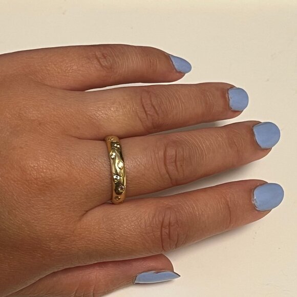 Celestial style ring w/ cubic zirconia gems - Size 8 Sterling silver 925 - Picture 3 of 3